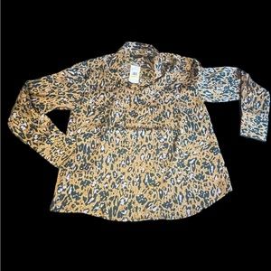 Jessica Simpson CATAY SPICE - SPECKLED CHEETA BODIE Button Down Medium NWT